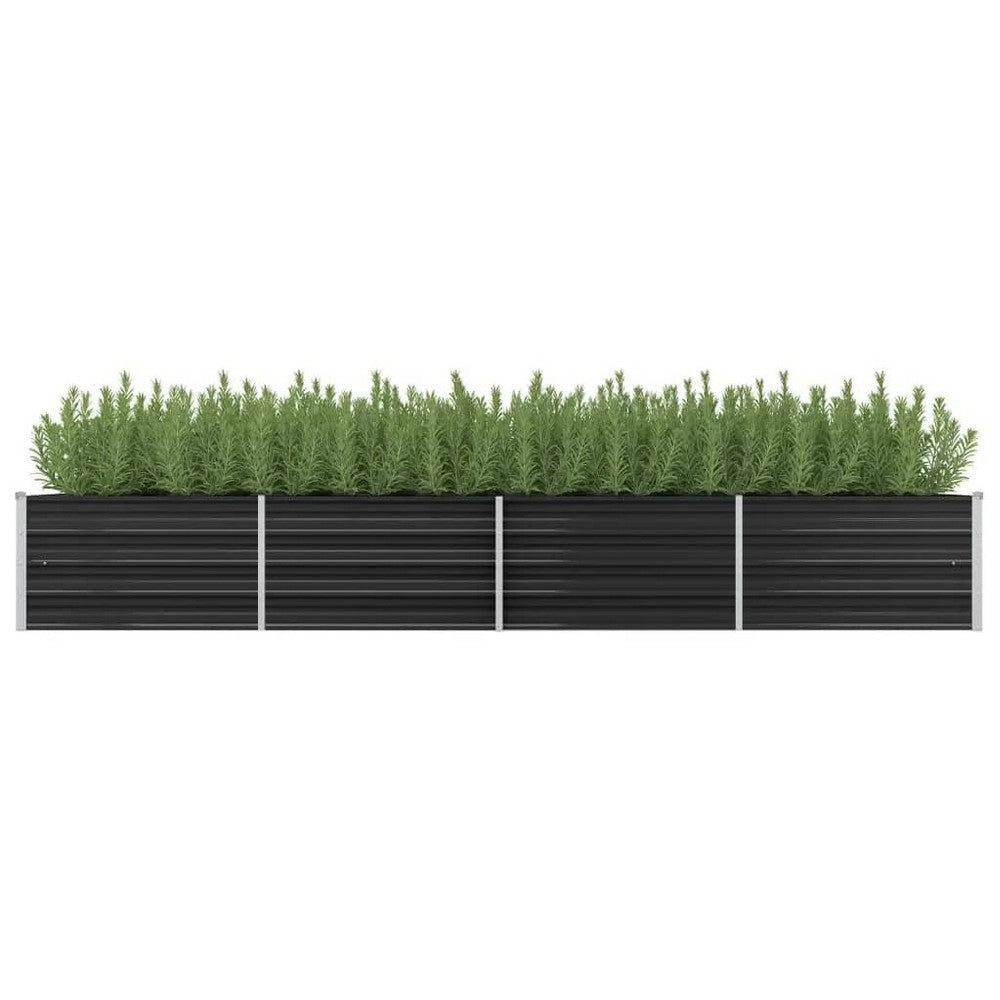Raised Garden Flower Bed, 32x126, Rectangular Black Galvanized Steel