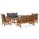 5pc Outdoor Lounge Set, Coffee Table, Chairs, Sofa, Brown Acacia Wood