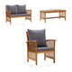 5pc Outdoor Lounge Set Coffee Table Chairs Sofa Brown Acacia Wood BM325754