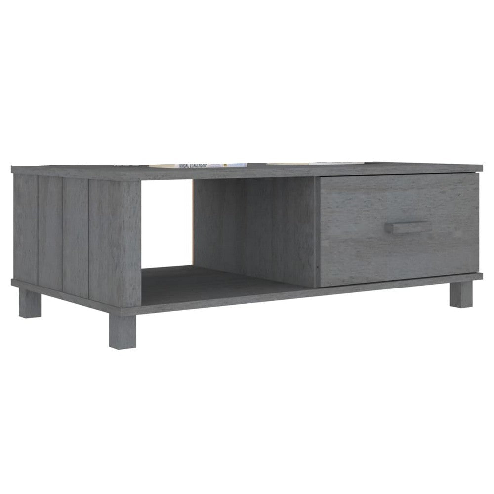 Coffee Table 39’’ Rectangular Open Space Dark Gray Solid Pine Wood BM325756