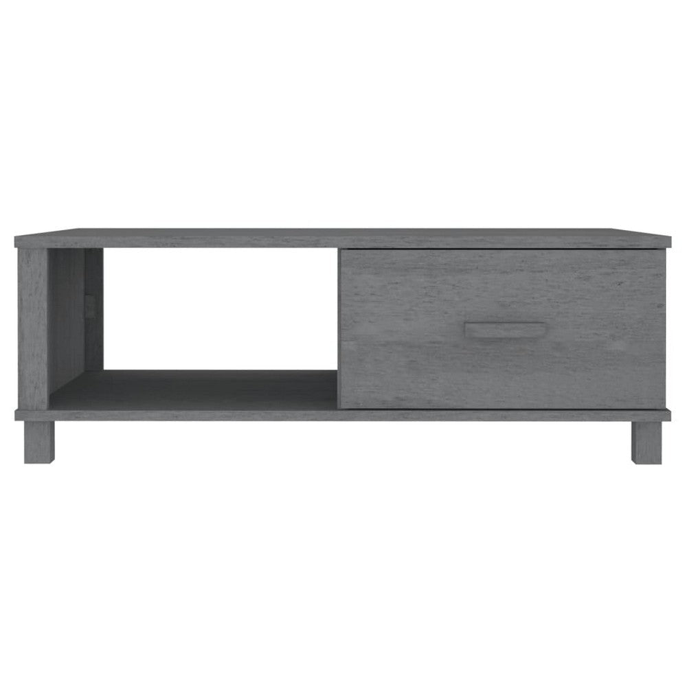 Coffee Table 39’’ Rectangular Open Space Dark Gray Solid Pine Wood BM325756
