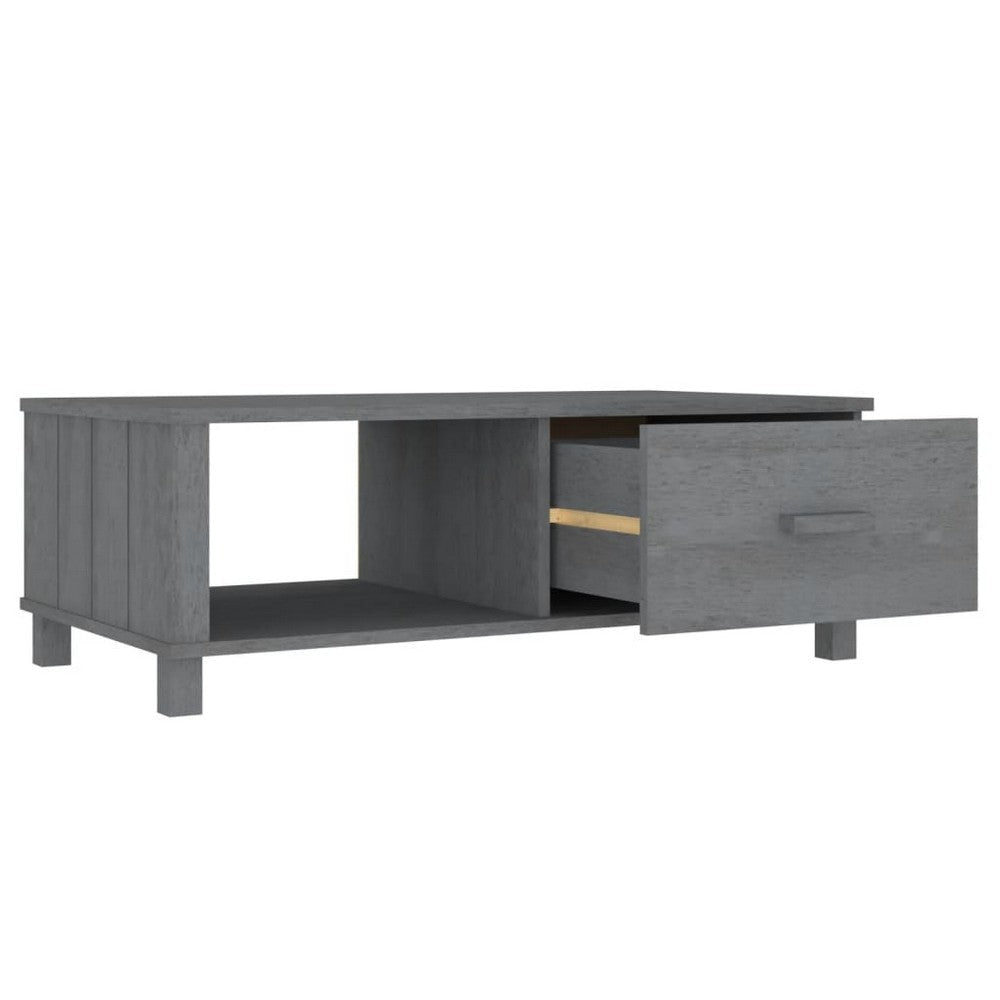 Coffee Table 39’’ Rectangular Open Space Dark Gray Solid Pine Wood BM325756