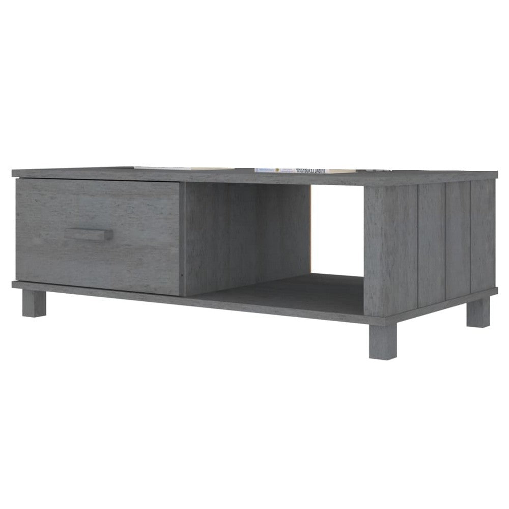 Coffee Table 39’’ Rectangular Open Space Dark Gray Solid Pine Wood BM325756