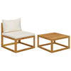 2pc Outdoor Chair and Table Set, Square Top, Brown Acacia Wood, White