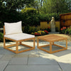 2pc Outdoor Chair and Table Set, Square Top, Brown Acacia Wood, White