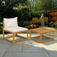 2pc Outdoor Chair and Table Set, Square Top, Brown Acacia Wood, White