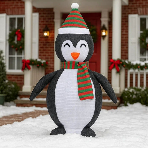Mani Christmas Decora 4 ft Snow Penguin, 120 LED Light, White Black