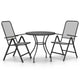 Ian 3 Piece Patio Breakfast Table, 2 Chairs Foldable Set, Black Metal