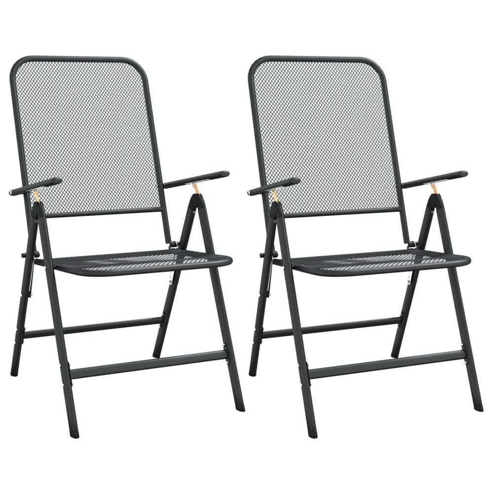 Ian 3 Piece Patio Breakfast Table 2 Chairs Foldable Set Black Metal BM325762