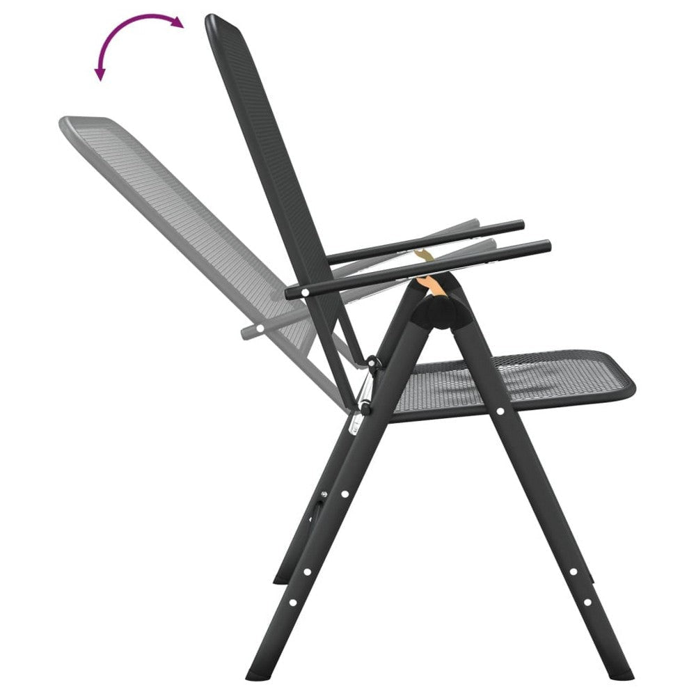 Ian 3 Piece Patio Breakfast Table 2 Chairs Foldable Set Black Metal BM325762