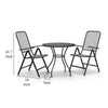 Ian 3 Piece Patio Breakfast Table 2 Chairs Foldable Set Black Metal BM325762