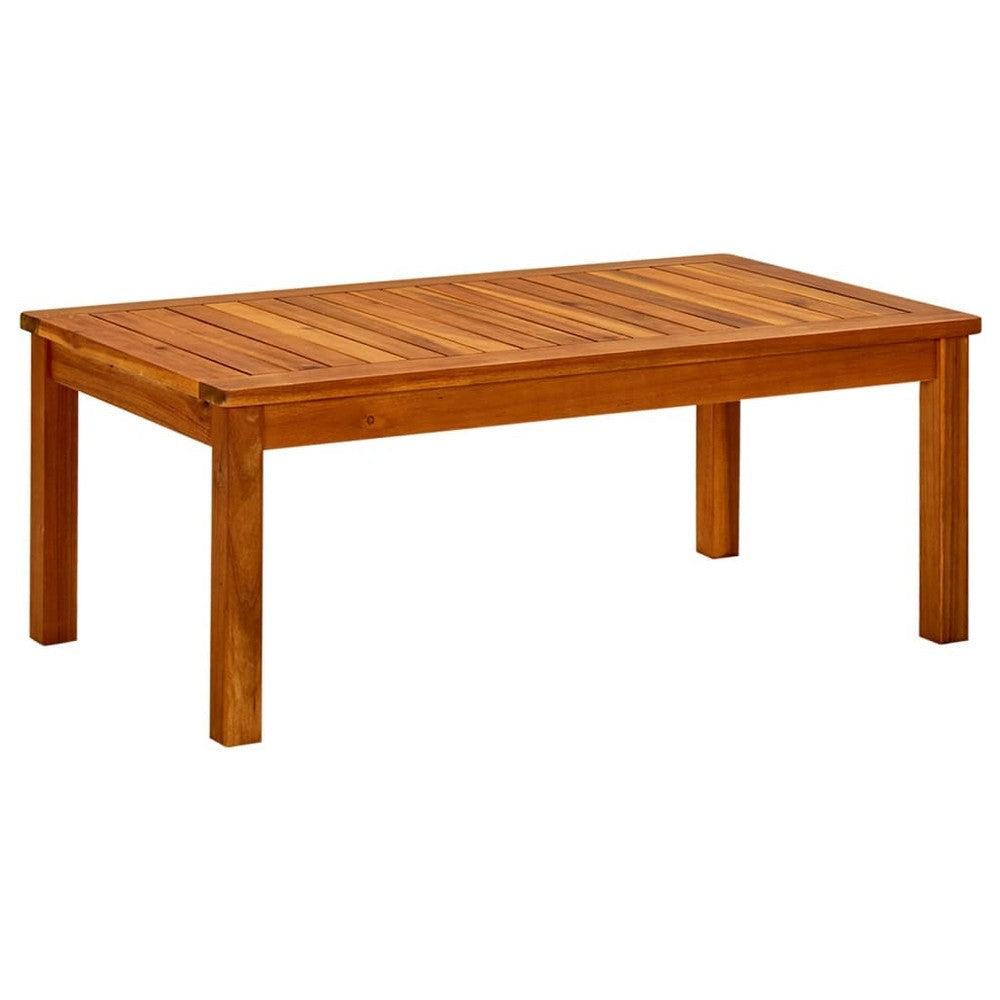 Outdoor Patio Coffee Table 35x20 Inch Brown Solid Acacia Wood BM325764