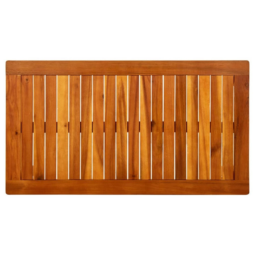 Outdoor Patio Coffee Table 35x20 Inch Brown Solid Acacia Wood BM325764