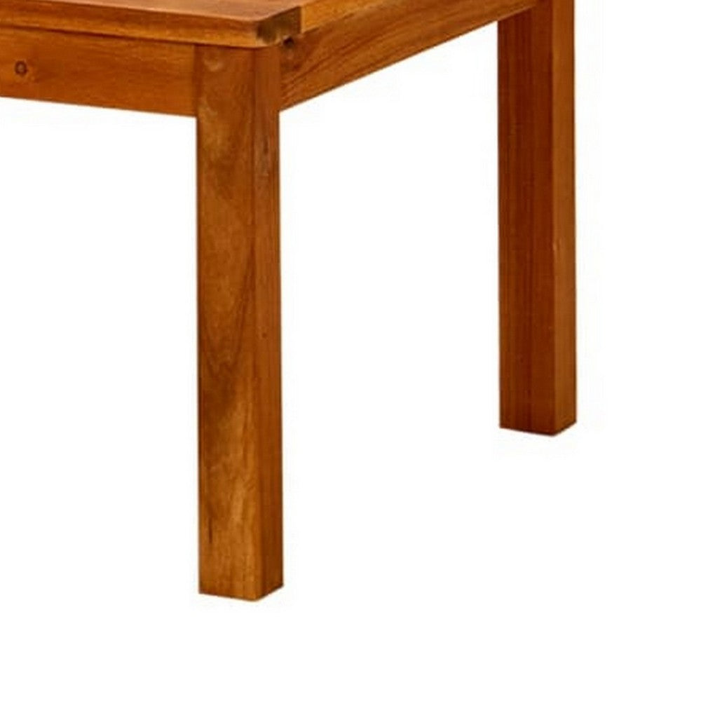 Outdoor Patio Coffee Table, 35x20 Inch Brown Solid Acacia Wood