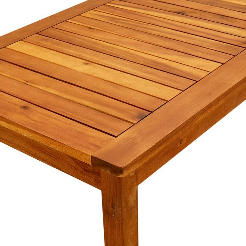 Outdoor Patio Coffee Table, 35x20 Inch Brown Solid Acacia Wood