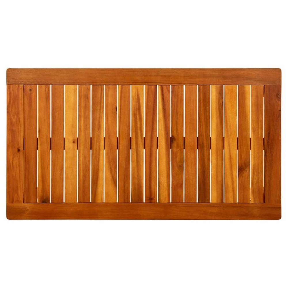 Outdoor Patio Coffee Table, 35x20 Inch Brown Solid Acacia Wood