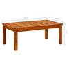 Outdoor Patio Coffee Table, 35x20 Inch Brown Solid Acacia Wood