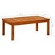 Outdoor Patio Coffee Table, 35x20 Inch Brown Solid Acacia Wood