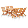 Sam 7pc Outdoor Dining Table Set, 6 Folding Chairs, Brown Teak Wood