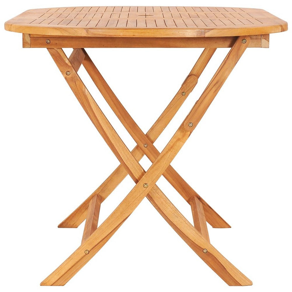 Sam 7pc Outdoor Dining Table Set 6 Folding Chairs Brown Teak Wood BM325765