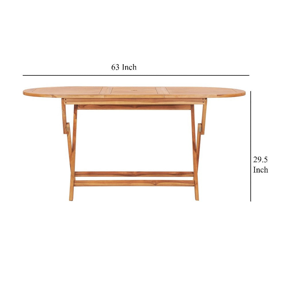 Sam 7pc Outdoor Dining Table Set 6 Folding Chairs Brown Teak Wood BM325765