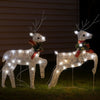 Outdoor 40 LED Light Reindeer Christmas Decoration Set of 2, Silver Metal
