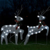Outdoor 40 LED Light Reindeer Christmas Decoration Set of 2, Silver Metal