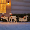7pc Outdoor 140 LED Lit Christmas Reindeer Decor Set, 1 Sleigh, Silver