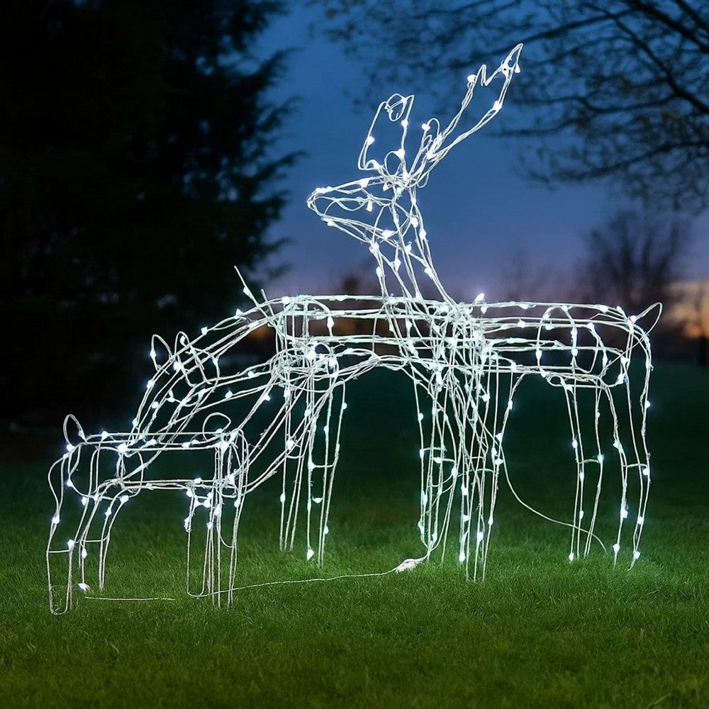Outdoor 299 LED Lit Christmas Reindeer Family 3pc Set, Multicolor, Steel