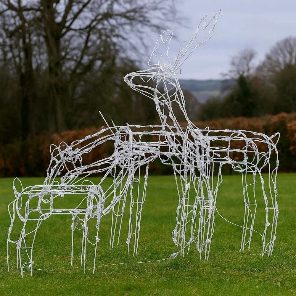 Outdoor 299 LED Lit Christmas Reindeer Family 3pc Set, Multicolor, Steel