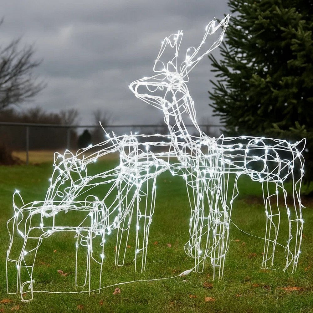 Outdoor 299 LED Lit Christmas Reindeer Family 3pc Set, Multicolor, Steel