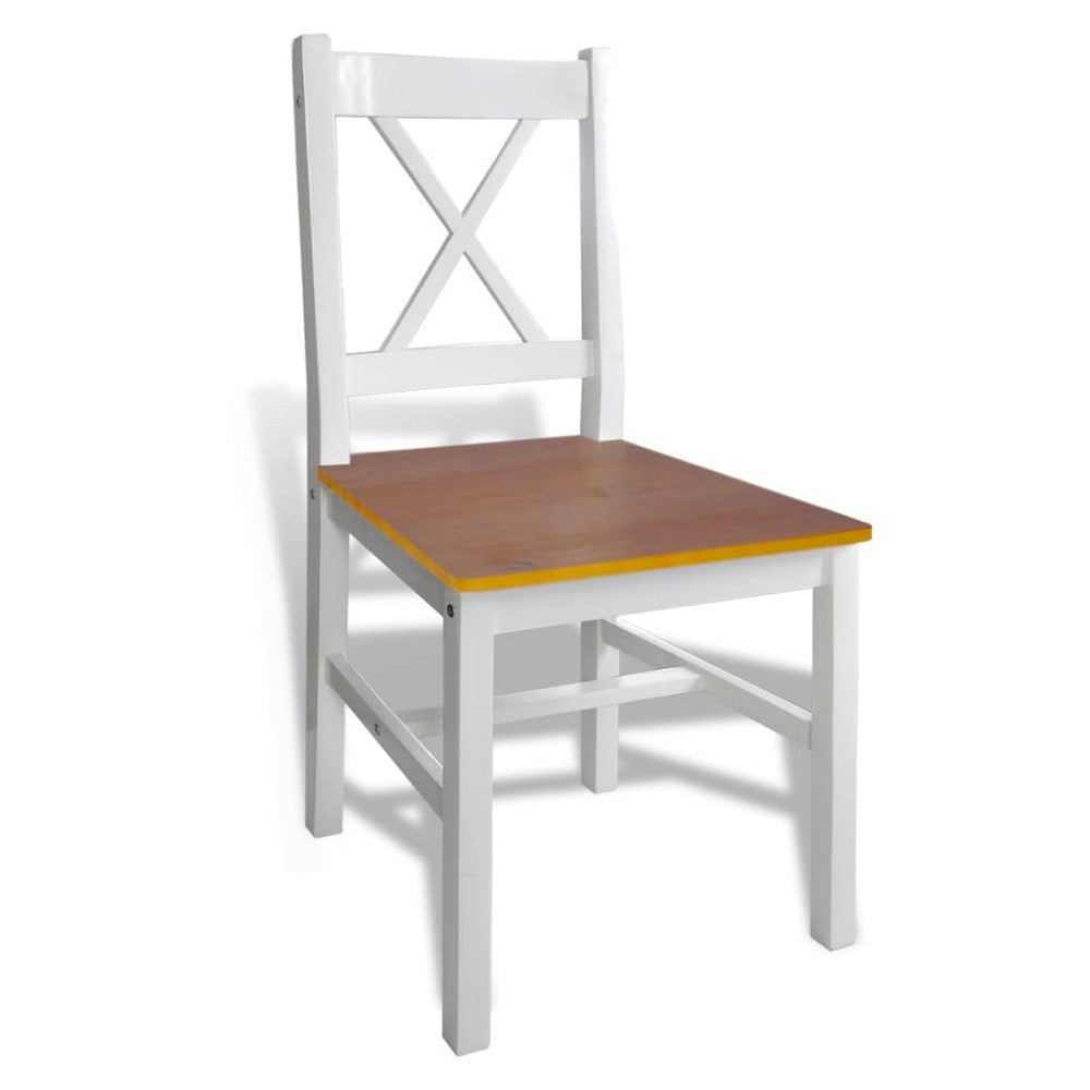 5pc Dining Table Set 43’’ Rectangular 4 Chairs Brown White Wood BM325772