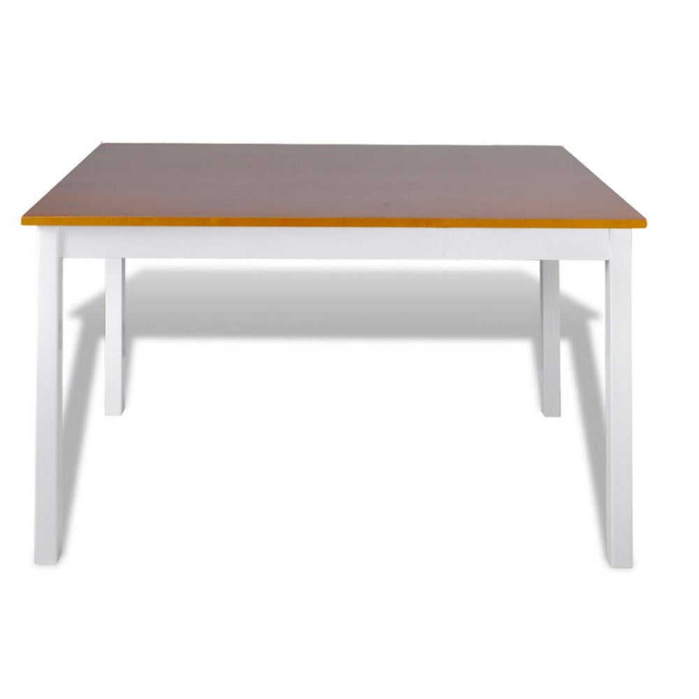 5pc Dining Table Set 43’’ Rectangular 4 Chairs Brown White Wood BM325772