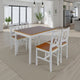5pc Dining Table Set, 43" Rectangular, 4 Chairs, Brown White Wood