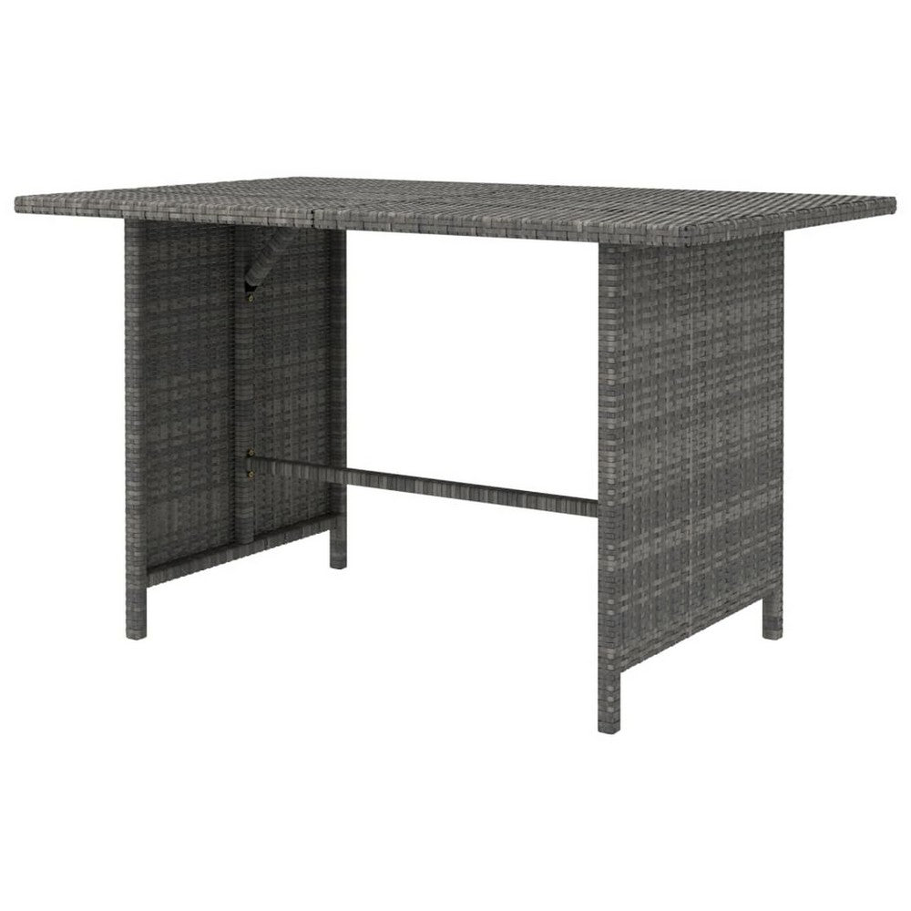 Outdoor Dining Table, 43" Rectangular Top, Dark Gray Poly Rattan