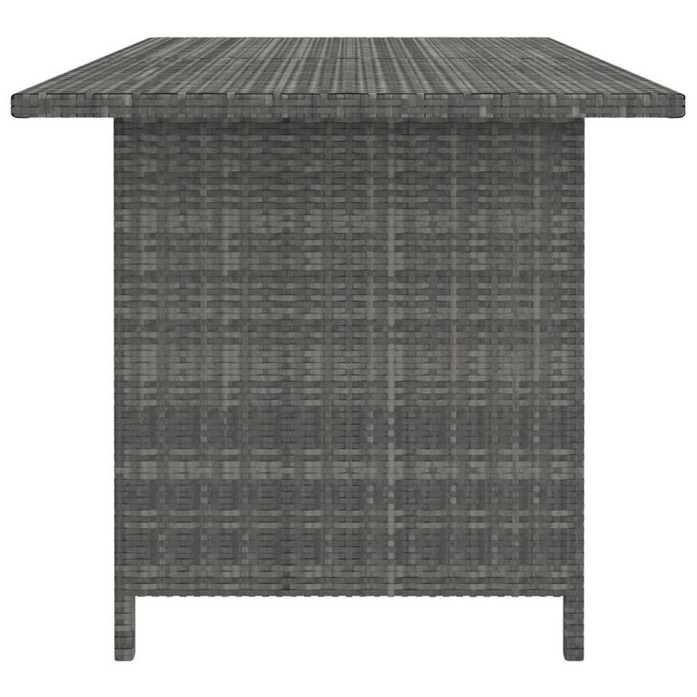Outdoor Dining Table, 43" Rectangular Top, Dark Gray Poly Rattan