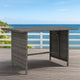 Outdoor Dining Table, 43" Rectangular Top, Dark Gray Poly Rattan