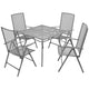 5pc Patio Dining Table Set with 4 Chairs, Square Table, Gray Metal