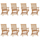 Patio Accent Chair Set of 8, Folding Design, Natural Brown Teak Wood