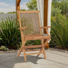Patio Accent Chair Set of 8, Folding Design, Natural Brown Teak Wood