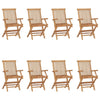 Patio Accent Chair Set of 8, Folding Design, Natural Brown Teak Wood