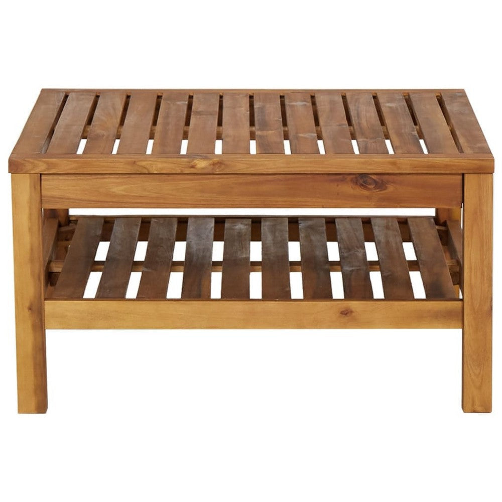 3pc Patio Set with Chair Ottoman Coffee Table Acacia Wood White BM325778