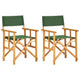 Folding Director's Chairs Set of 2, X Shape Base, Acacia Wood, Green