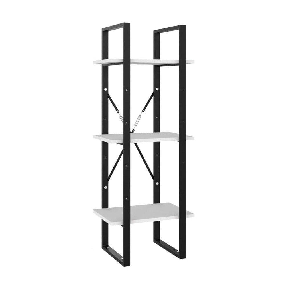 Zoe Standing Bookshelf, 41" Tall, 3 Shelves, Black and White Wood