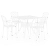 5 Piece Patio Bistro Table Set, 4 Chairs, Square, White Cast Aluminium