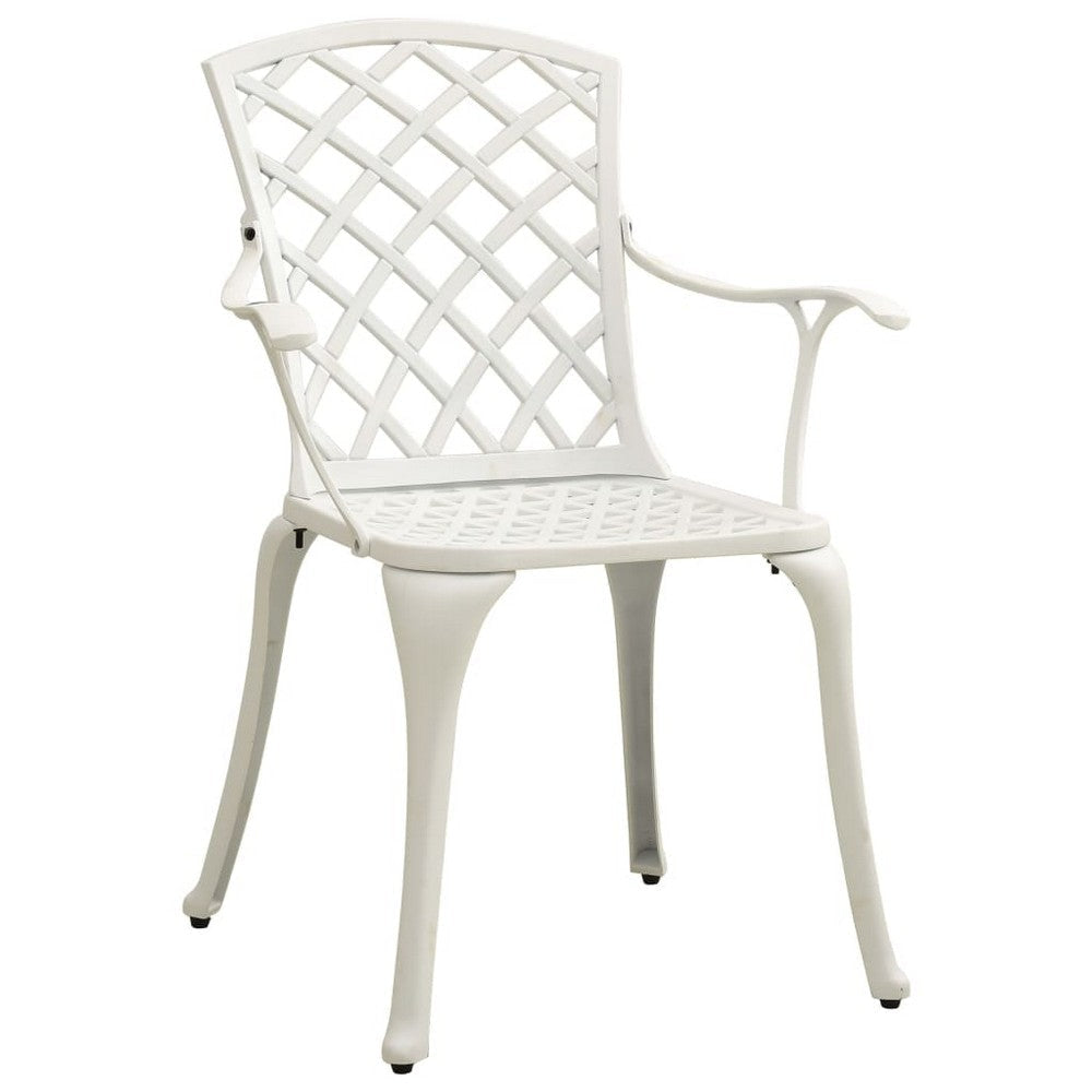 5 Piece Patio Bistro Table Set 4 Chairs Square White Cast Aluminium BM325787