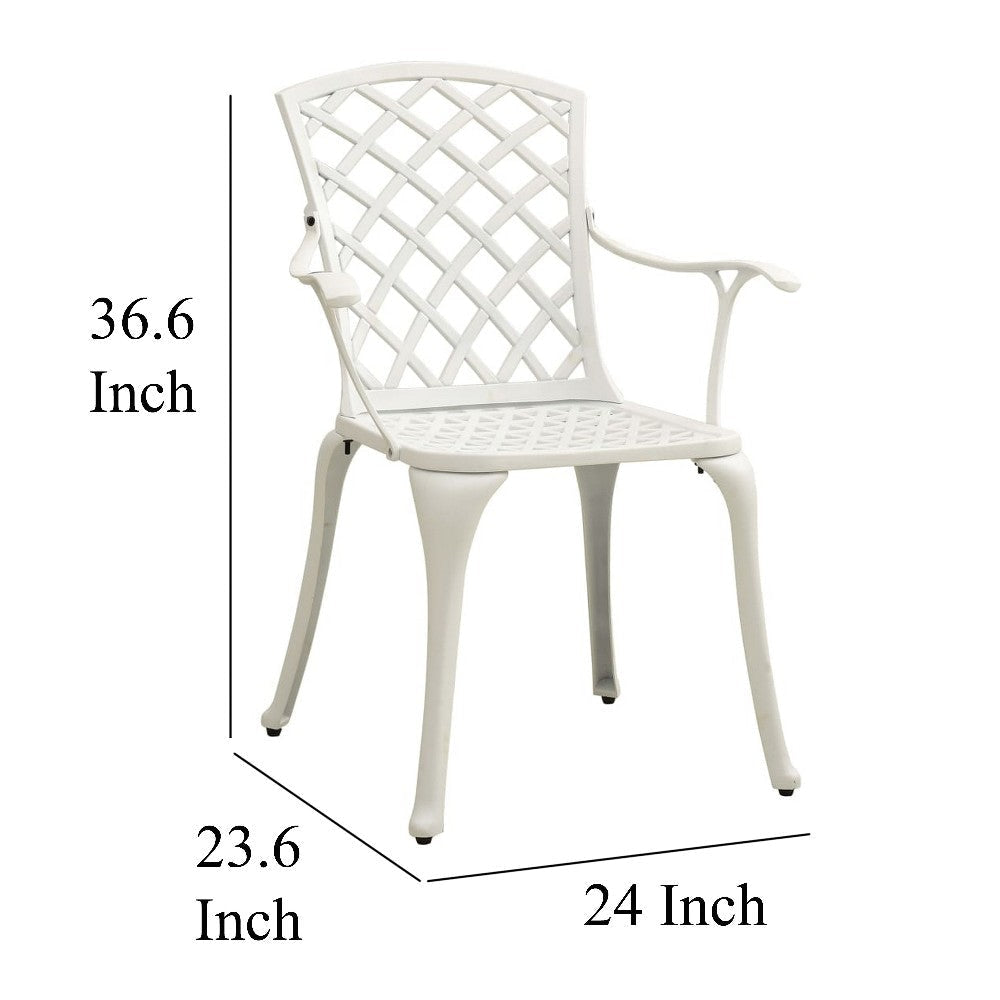 5 Piece Patio Bistro Table Set 4 Chairs Square White Cast Aluminium BM325787
