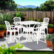 5 Piece Patio Bistro Table Set, 4 Chairs, Square, White Cast Aluminium