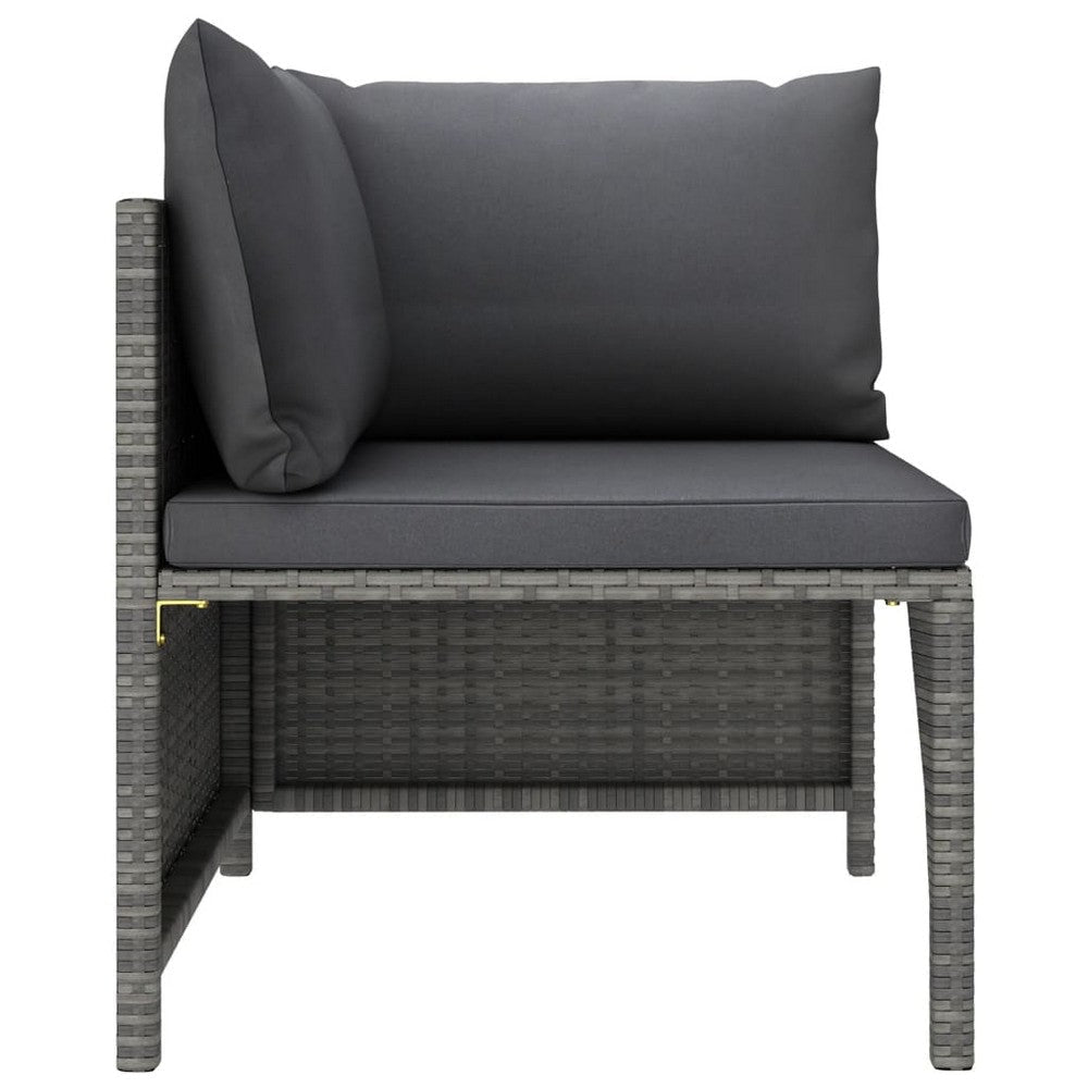 Avio 7pc Outdoor Modular Sofa Set with Ottoman Dark Gray Poly Rattan