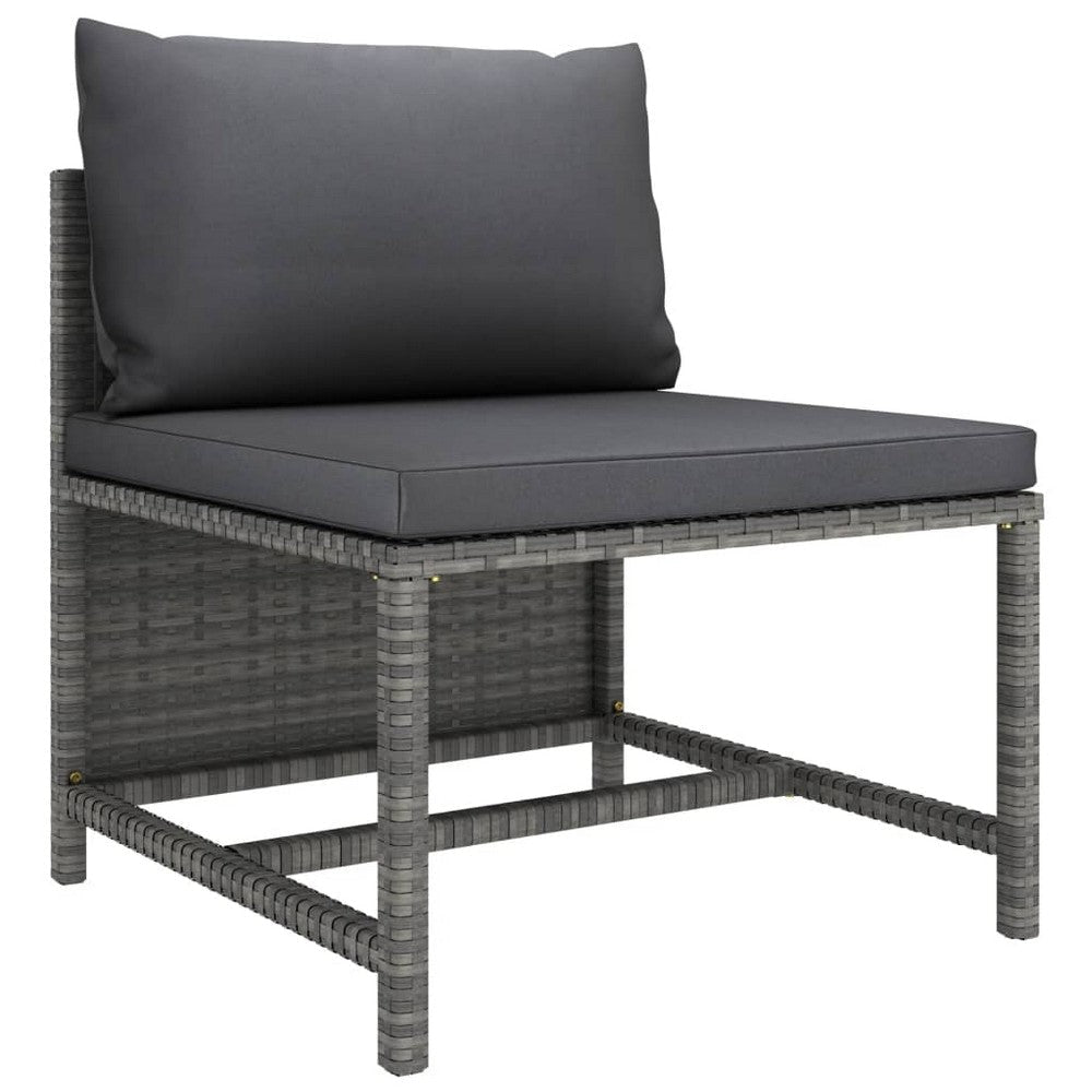 Avio 7pc Outdoor Modular Sofa Set with Ottoman Dark Gray Poly Rattan
